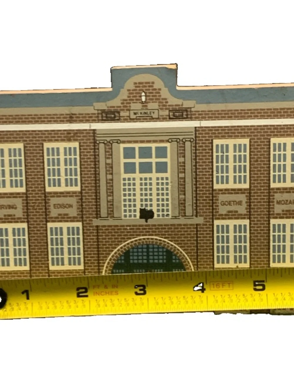 Vintage Cat's Meow Wood 1995 McKinley Building West Milton School 1909-1982 Ohio